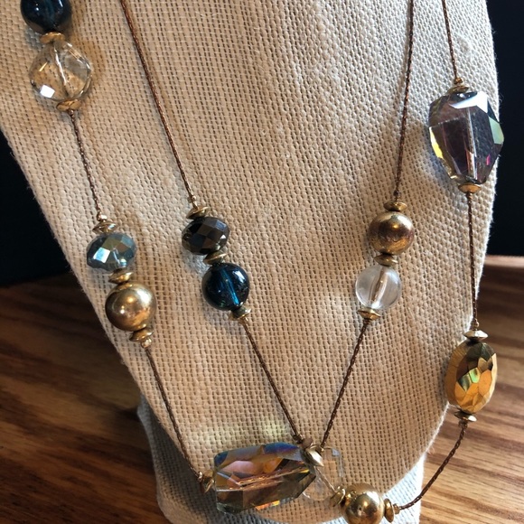 Necklace with faceted beads long classy party little black dress statement fun - Picture 2 of 3